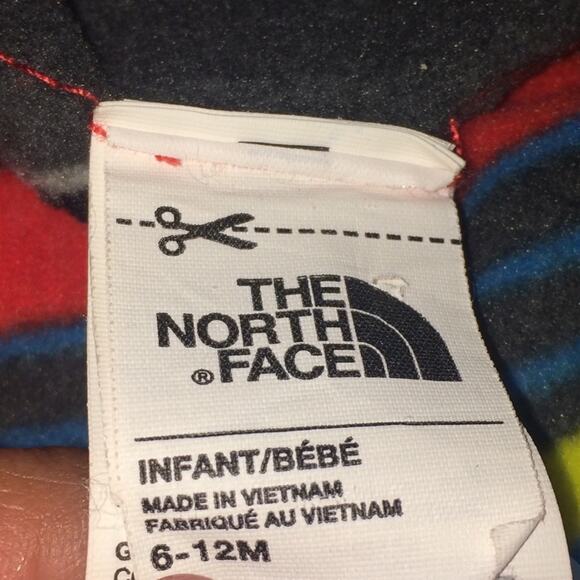 The North Face Baby Jacket Reversible Fleece Multicolor Hooded Size 6-12 - Picture 8 of 8